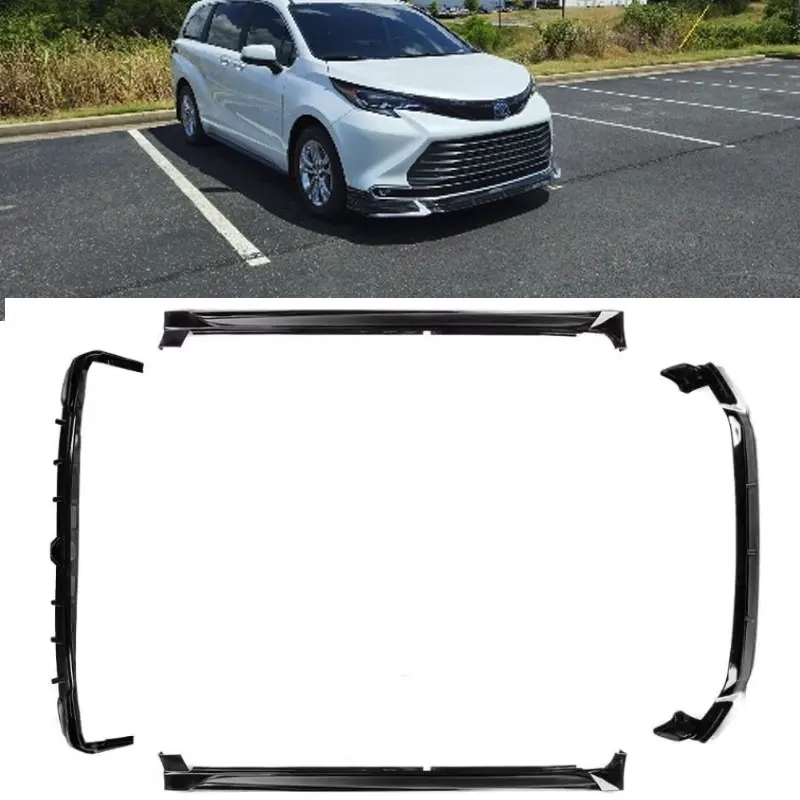 

Для Toyota SIENNA 2021 2022 2023, передний бампер, задний диффузор багажника, боковая юбка, ABS, черный рыцарский кузов, комплекты