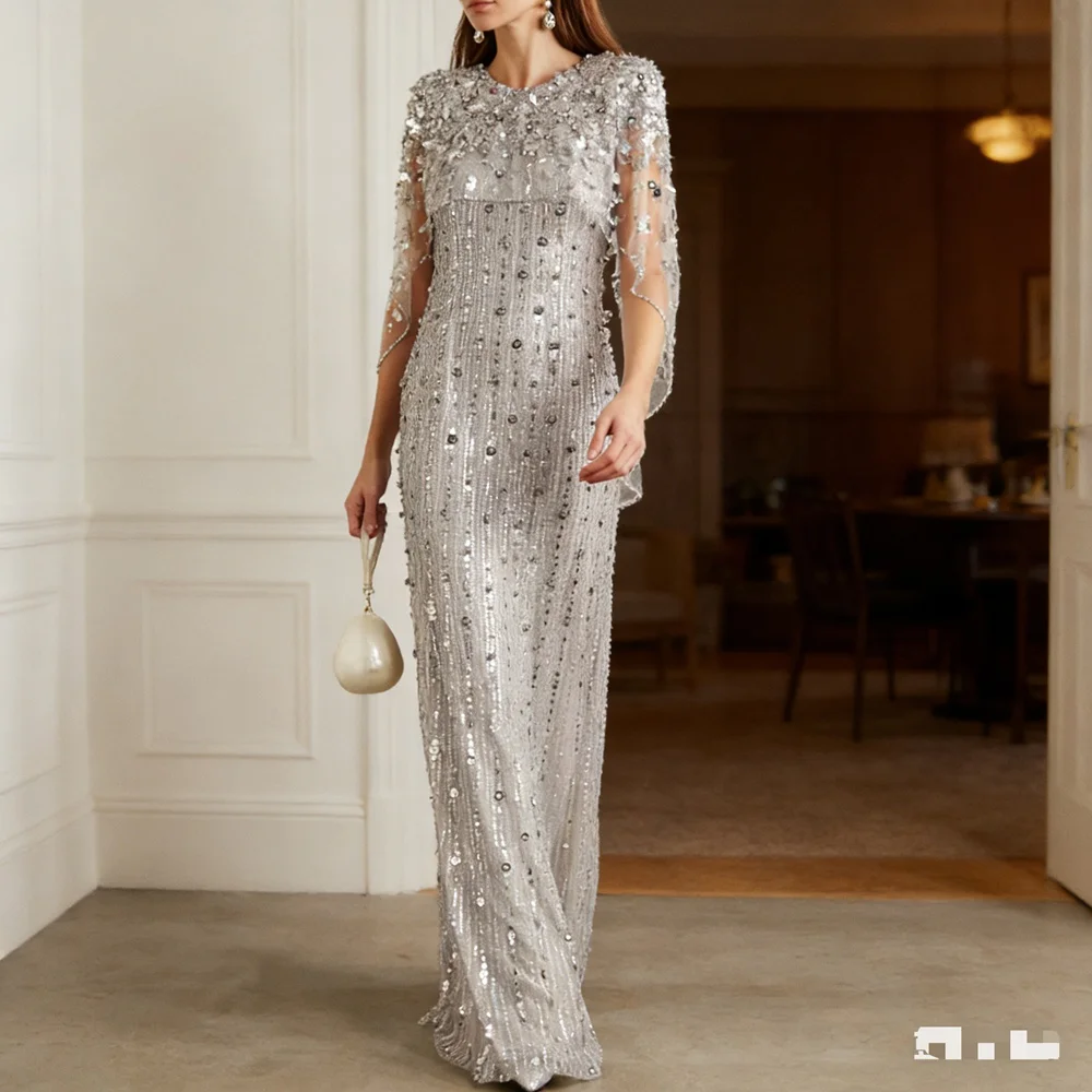 

Customized Luxury Long Beads Evening Dresses for Special Occasions O-Neck Floor-Length Mermaid Women Prom Party Gowns 2026