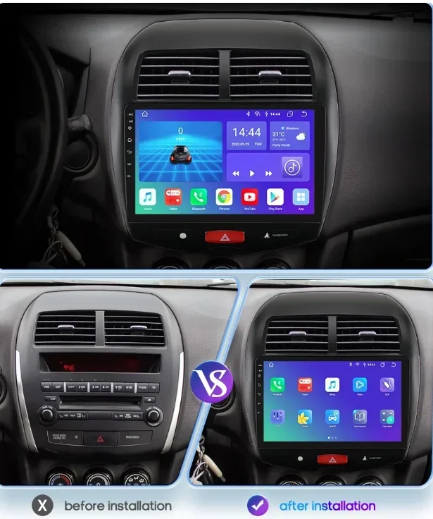 9인치 안드로이드 13.0 2+32G 차량용 GPS 네비게이션 멀티미디어 플레이어 라디오 테이프 레코더 헤드 유닛 카플레이 미쓰비시 ASX 2010-2018용