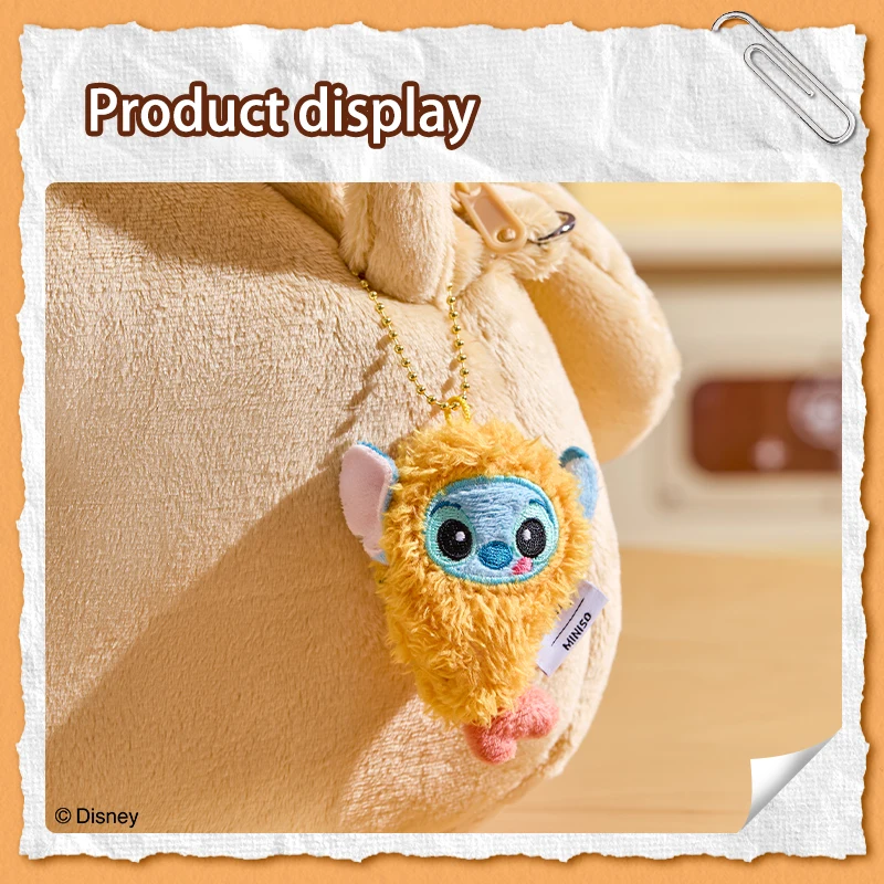 Stitch Angel  Crispy Shrimp Plush Keychain Kawaii French Fries Doll Cute Bag Charm for Girls Gift Official Licensed