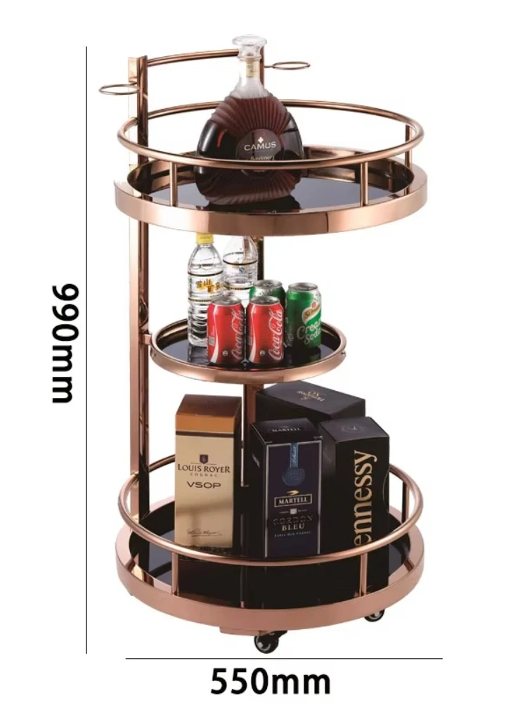 Розовое золото, многофункциональная ресторанная стойка для хранения чая и вина, тележка