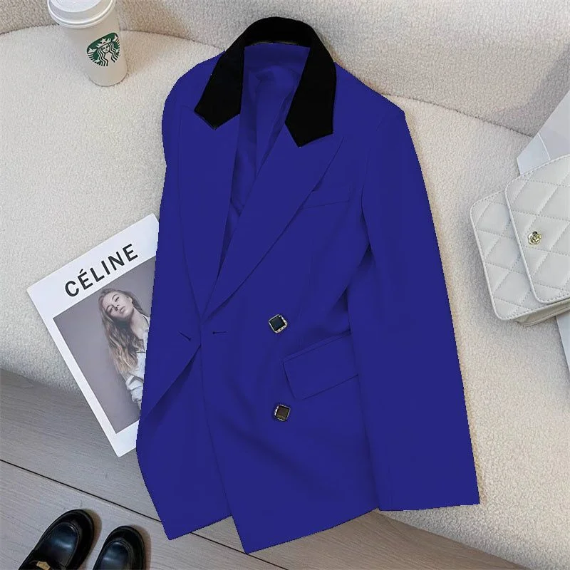 High-Quality Suit Jacket Women 2025 Spring Autumn New Blazer Coat Korean Design Jackets Stitching Temperament Outwear Female Top
