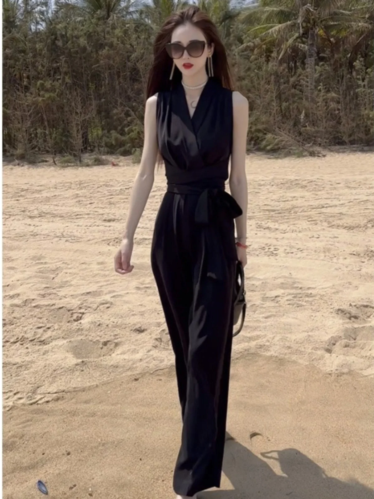 Summer Casual Faionable V-Ne Svel T-irt Onesie Two-Piece Set Women's Clothing Ele Youthful Brand New 2023