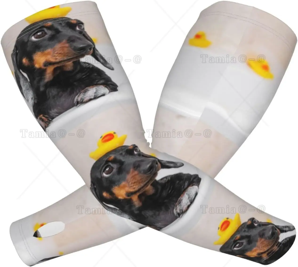 Dachshund Sitting in Bathtub Print Arm Sleeves Cooling UV Sun Protection Sports Compression Sleeves for Men Women Golf