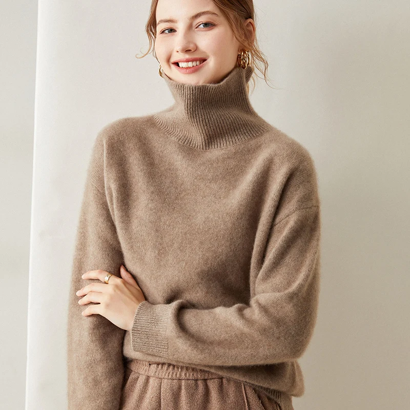 

Women's Cashmere Sweaters, 100% Pure Cashmere, High Collar Knit Jumper, Loose Lady Pullovers, DS01, Hot Sales, 2023