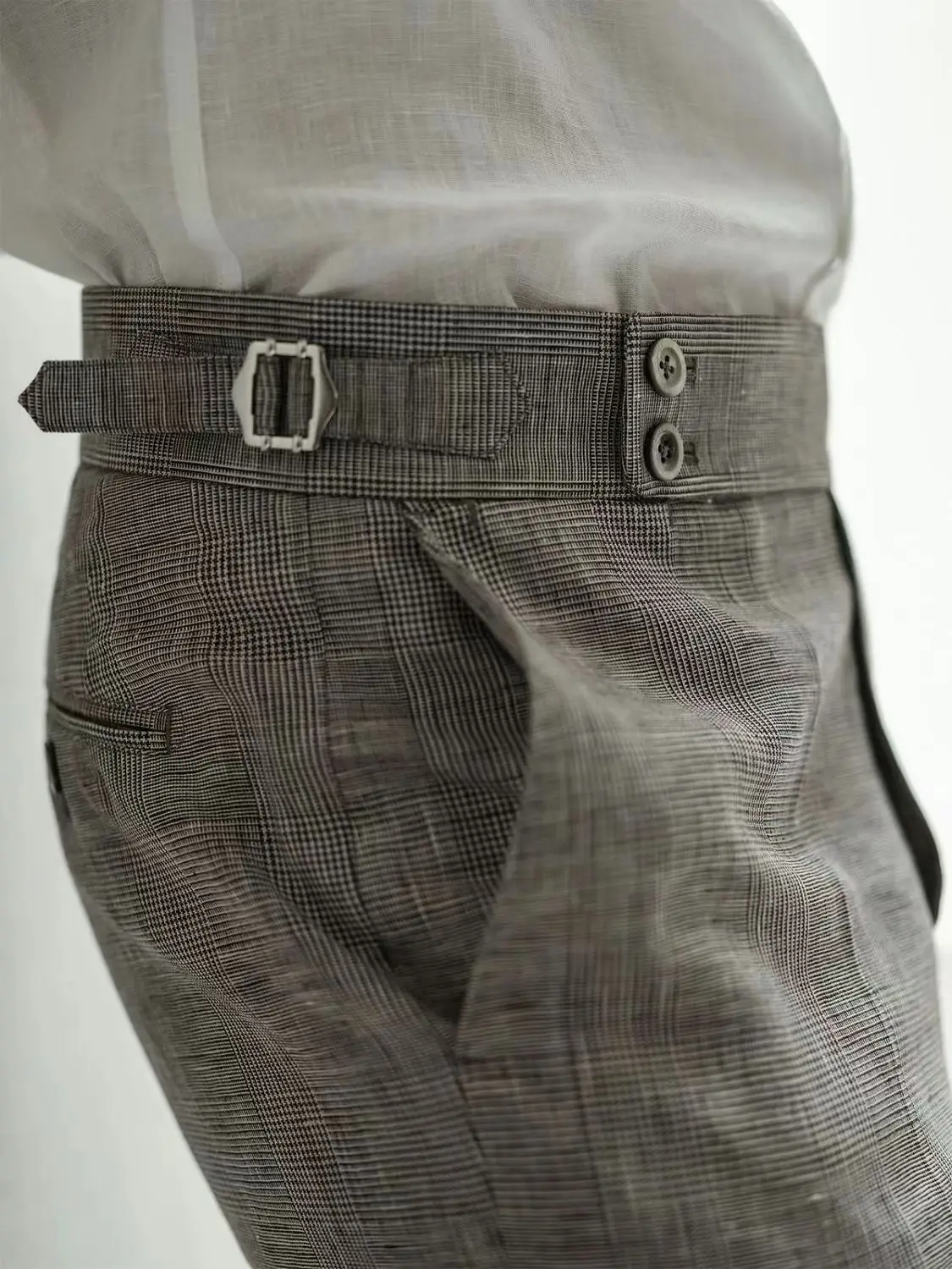 

Vintage Naples Linen Pants Men British Style High Waist Slim Fit Trousers Spring Summer Fashion Casual Ankle-Length Suit Pants