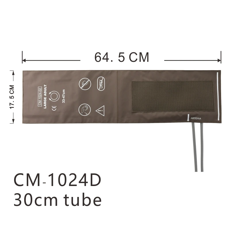 Arm Circumference 33-47cm Reusable Blood Pressure Cuff, Double Tube NIBP Cuff With Bladder(CM-1024D-02)