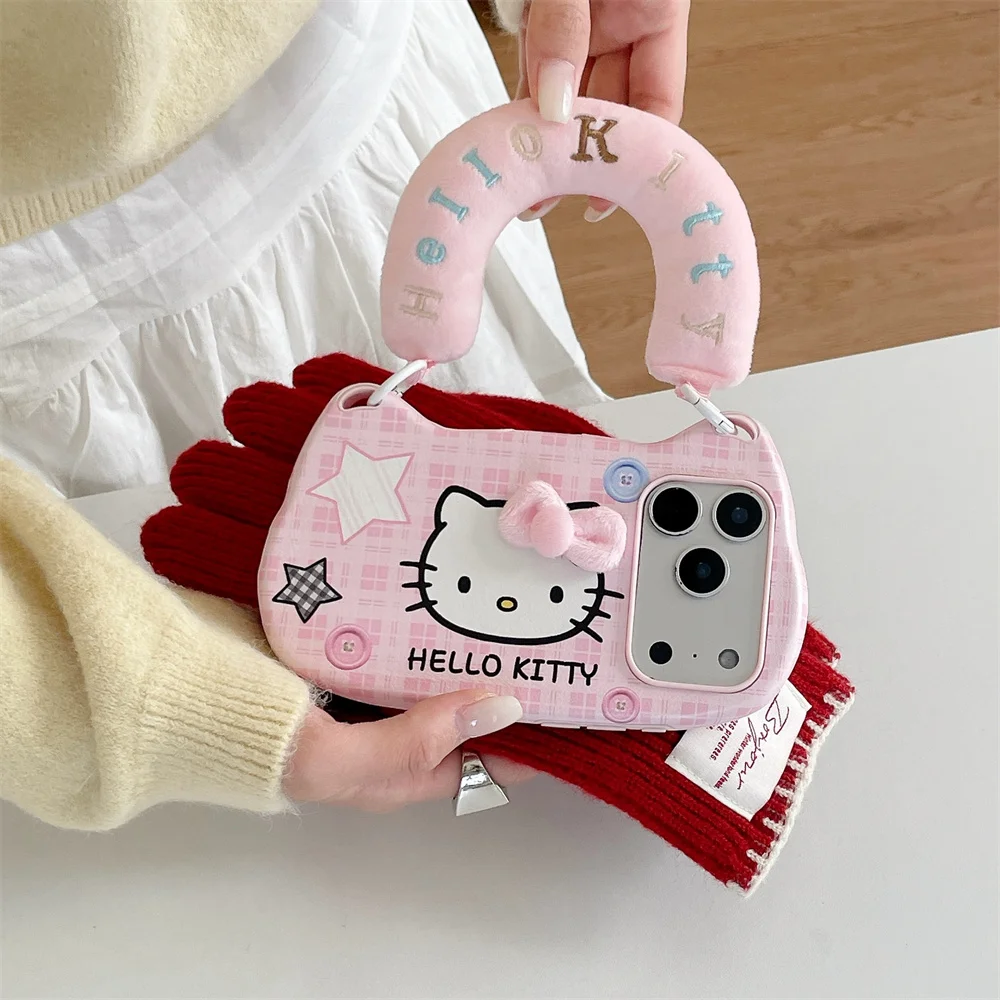 حافظة هاتف دافئة من القطيفة لهاتف آيفون 17 برو ماكس 15 14 16 ماكس غطاء حماية لطيف هيلوكيتي لهاتف أبل 15 برو 17