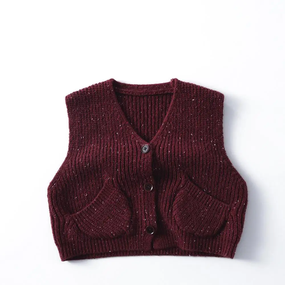 2025 Autumn New Children Sleeveless Knit Vest Coat Baby V-neck Sweater Boys Girls Knitted Cardigan Casual Kids Vest Jacket