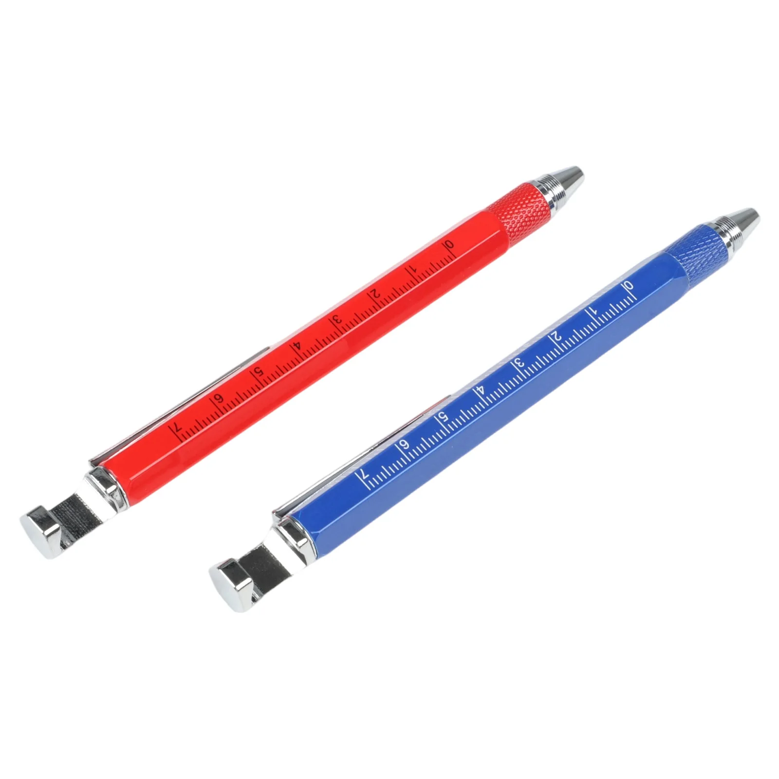 2PC Multifunction Gel Ink Pen with Caliper Design for Measuring Length and Thickness Includes Roller Ball Pen and Level Tool