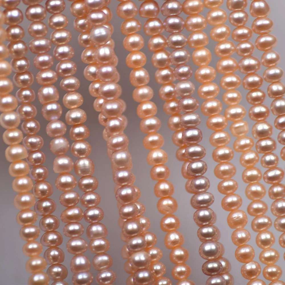 4-5mm 4A Grade Flat round Freshwater Pearls Natural White Pink Purple Loose Beads for DIY Jewelry Making - Suitable for Necklace
