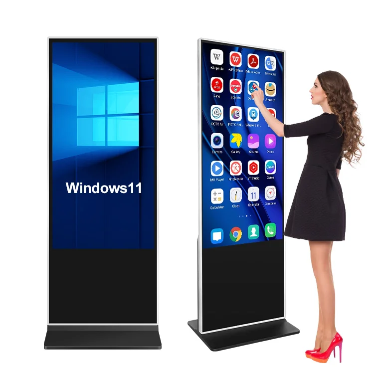 Best Selling 43 55 65 75 Inch Smart Kiosk Vertical LCD Advertising Display Digital Signage Totem Floor Standing Touch Screen