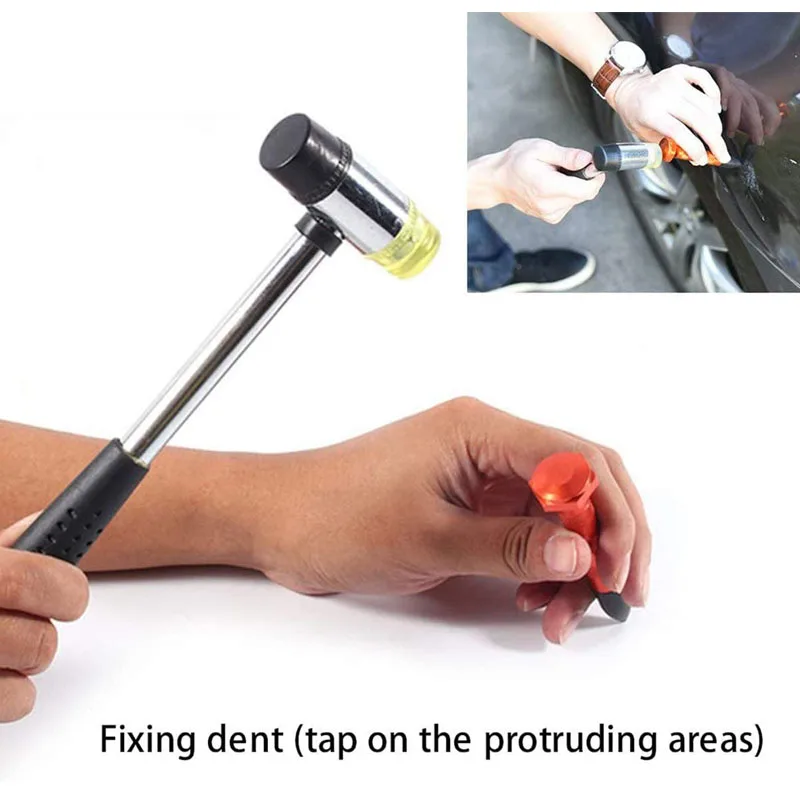 Car Body Dent Repair Tool Kits Paintless Dent Removal Tap Down Tools Dent Rubber Hammer Auto Body DIY Dent Fix Tools