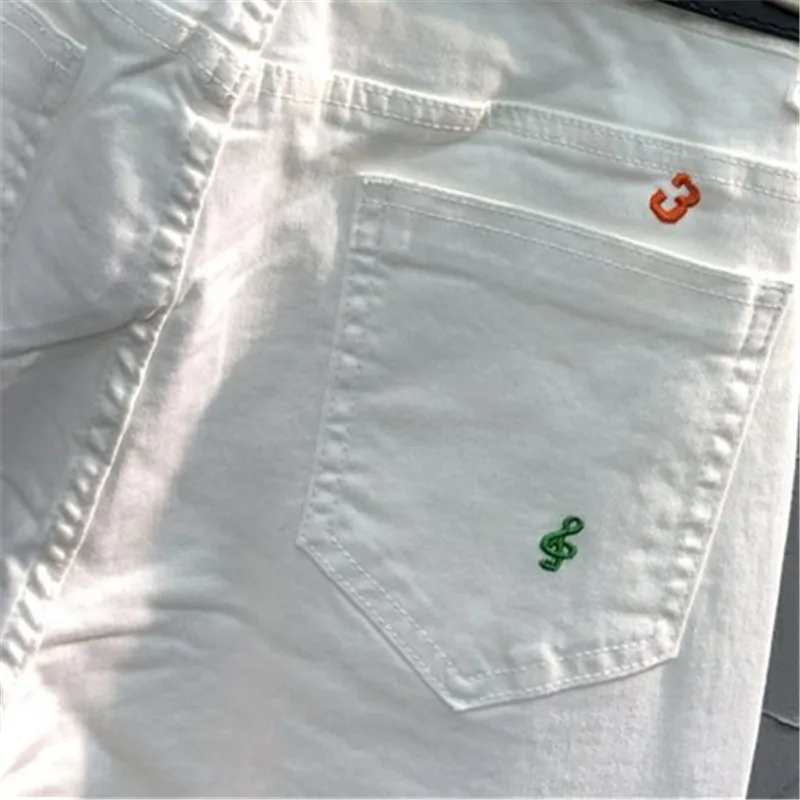 Jean Blanc Décontracté en Denim avec Broderie pour Femme Pantalon Taille Haute, Sarouel, Poche, Mode Printemps-Automne, 2023