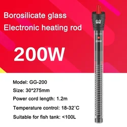 200W Aquarium Heater Aquecedor Para Aquario Submersible Heater Fish Tank Quartz Glass LCD Display 220V Digital Heating Rod