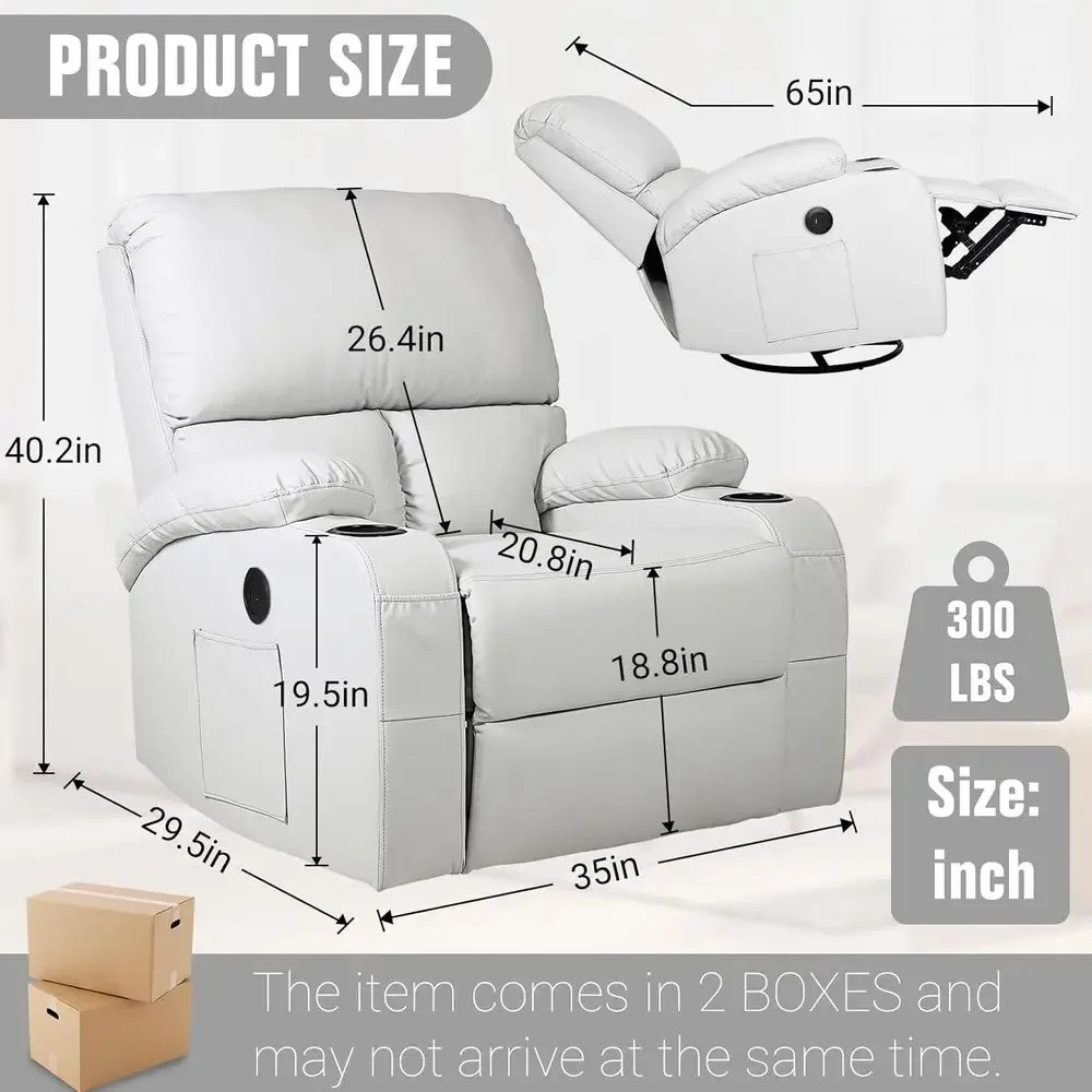 

Rocking Recliner Chair, Massage Rocker Recliner Chair with Vibration Massage and Heat, USB and Type-C Ports