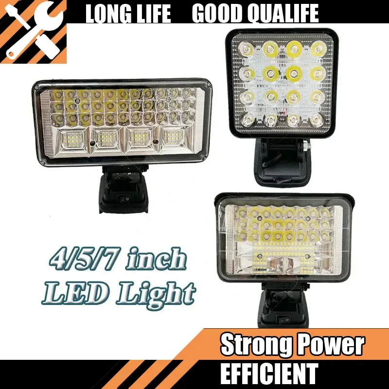

4/5/7Inch Led Light Fit 18V Battery Portable Spotlights Cordless Outdoor Work Fishing Handheld Emergency Hot Fit Makita Light