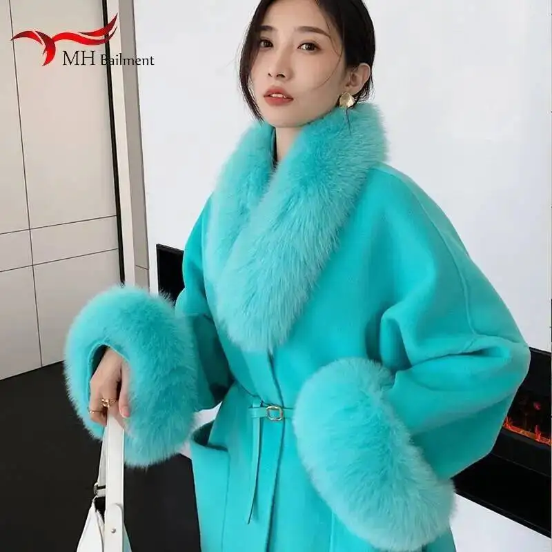 

100% Natural Fox Fur Scarf Women Winter Jacket Fur Collar Authentic Neck Scarves And Cuff Set Luxury Fox Fur Warm Neck Warmers