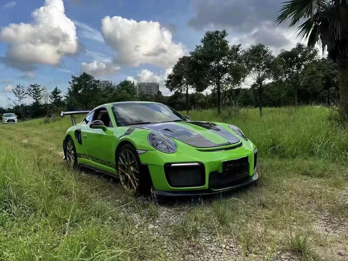 GT2 RS نمط ألياف الكربون طقم الجسم لبورشه 911 991.2 GT2RS مصدات السيارة المصد الأمامي المصد الخلفي الجانب تنورة المفسد