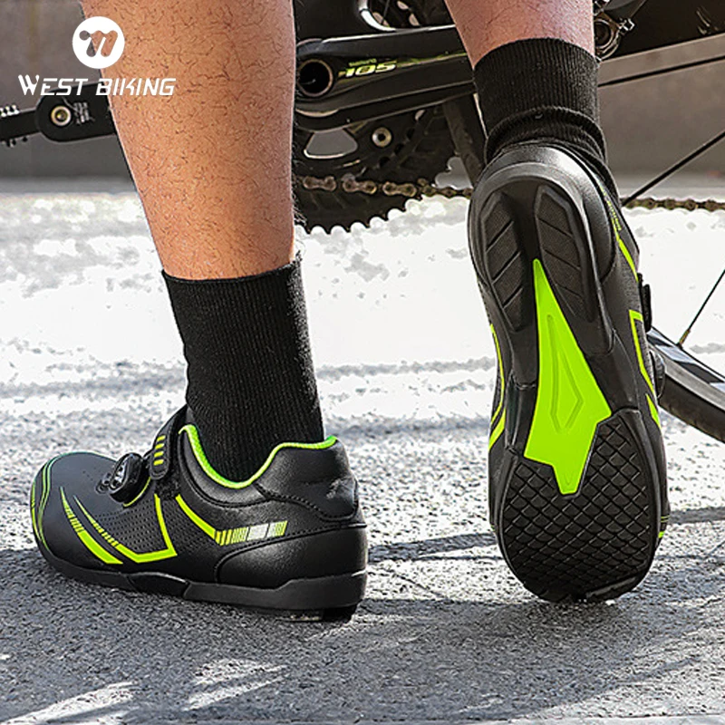 

WEST BIKING Professional Outdoor Sports Cycling Shoes MTB Sneaker Adjustable Rotating Lacing Device Flat Pedal Bicycle Golf Shoe