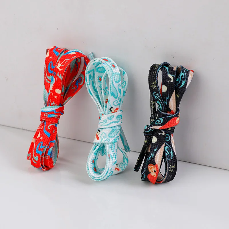 Colored Shoelaces Flat Dunhuang Printing Colorful Shoe Laces For Sneakers Washable Without Fading Shoe Accessories Shoestring