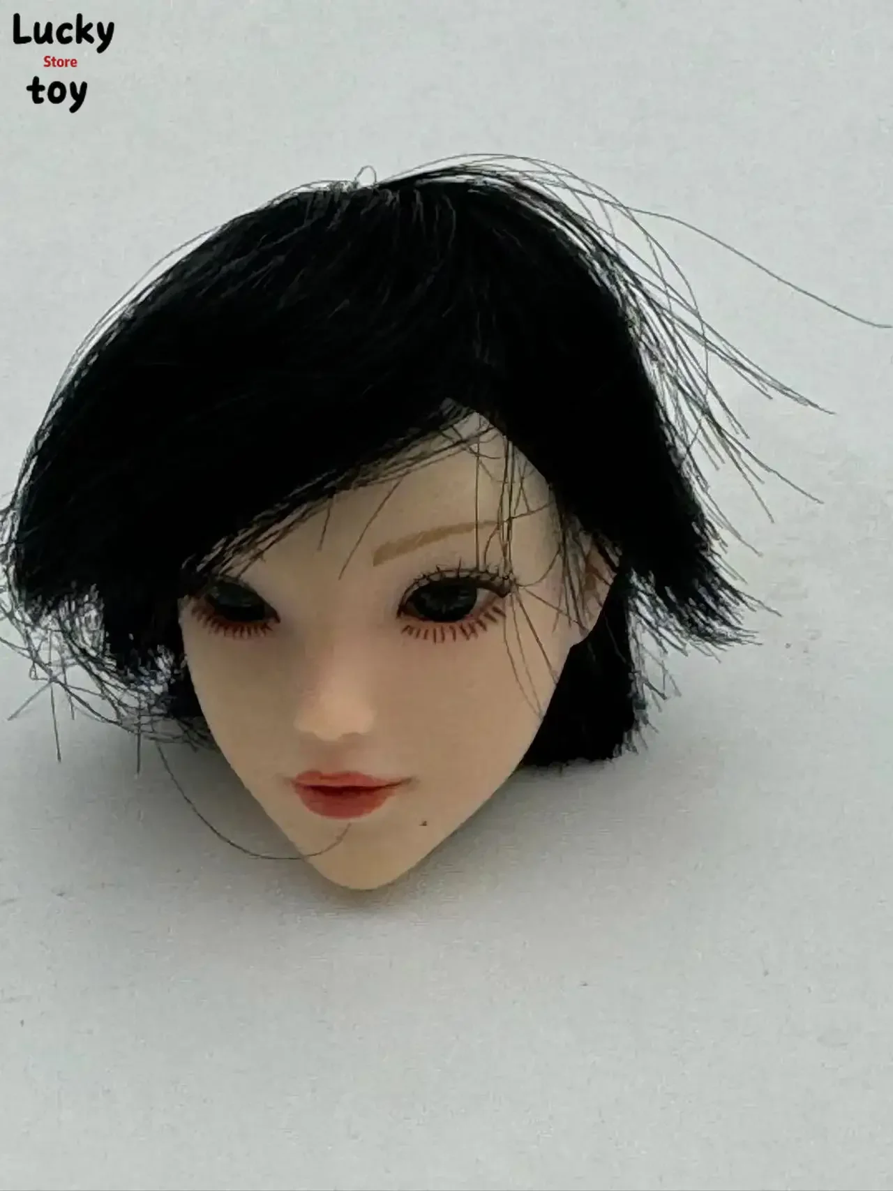 

1/6 Female Soldier Black Short Hair Head Played Girl Head Sculpt Eyes Movable Model for 12" White PH TBL JIAOU DOLL Figures