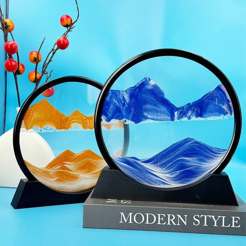 Quicksand painting living room ornament creative 3D three-dimensional, painting dynamic scene home gift decoration hourglass