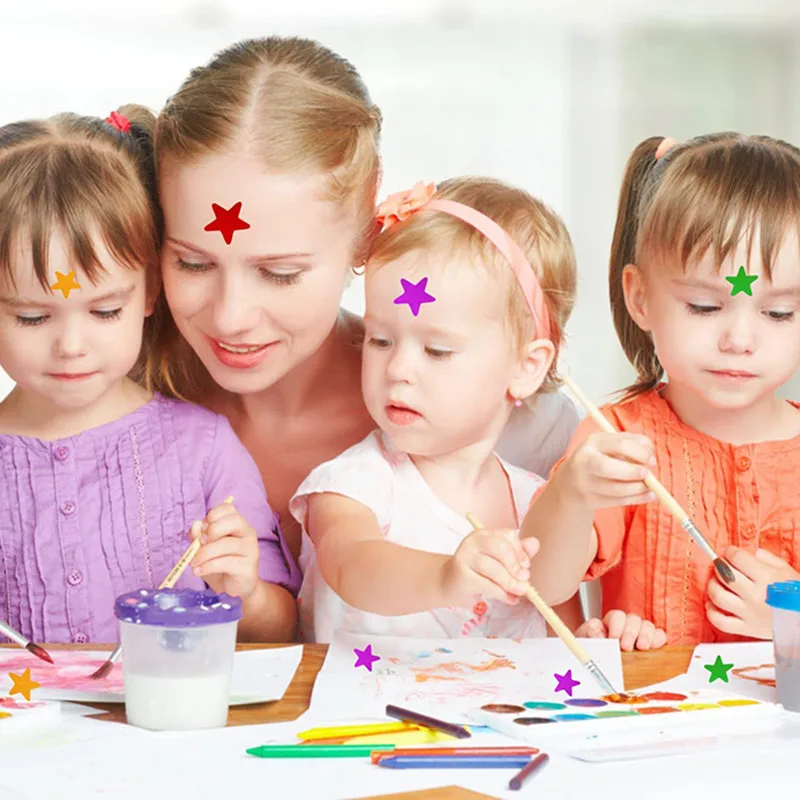 Pegatinas de estrella láser de colores mezclados para niños, etiqueta de tabla de comportamiento de recompensa, planificador de estudiantes,