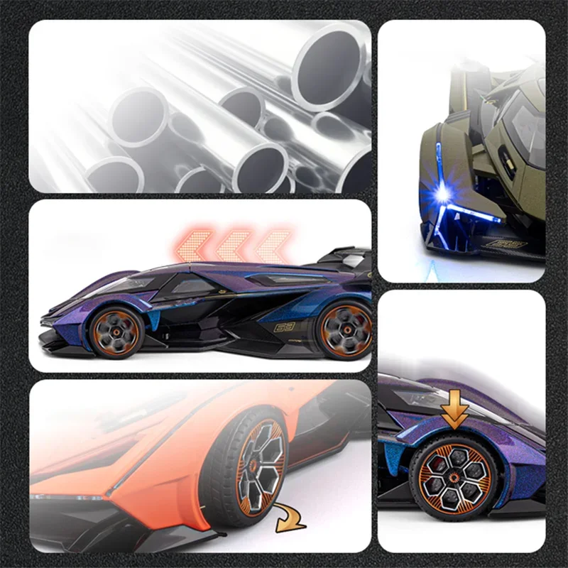1:18 V12 Vision GT Gran Turismo Model Sportowego Samochodu Konceptualnego z Odlewu Stopu Metalu, Model Wyścigowego Samochodu z Dźwiękiem i Światłem, Zabawka dla Dzieci, Prezent