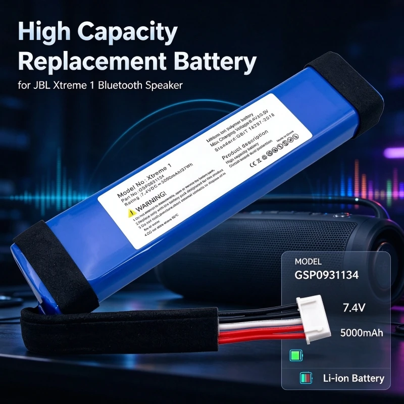 Replacement Battery for J-B-L Xtreme 1 Bluetooth Speaker, GSP0931134 5000mAh 3.7V Li-ion Battery