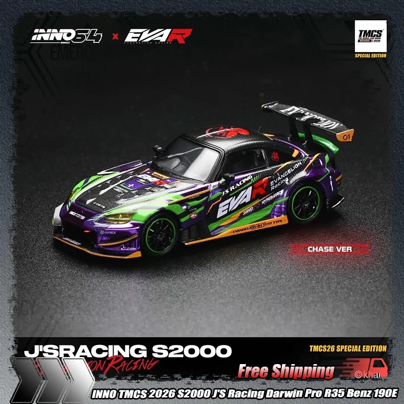Nuevo Inno 1:64 Tmcs 2026 Limitation Honda S2000 J'S Racing Darwin Pro R35 Benz 190e, Modelo de Auto de Aleación Fundida a Presión, Juguete, Regalo, Adorno