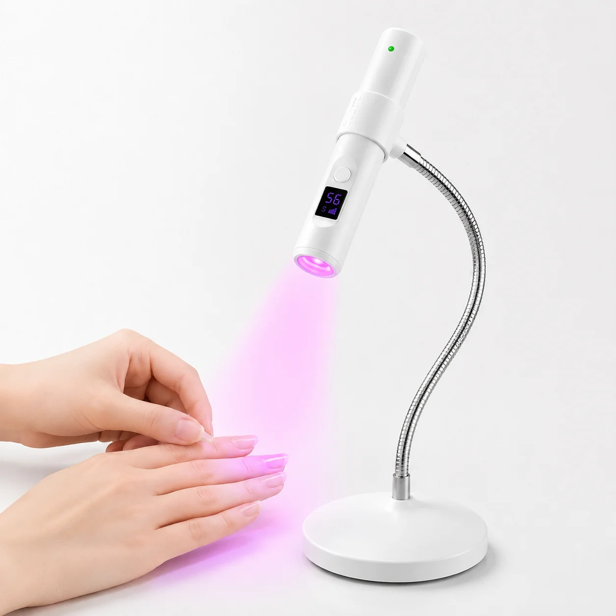 Portable & Adjustable Nail Flash Cure Lamp With Touch Screen LED & UV Nail Light for Gel Nails, Acrylic, Builder WHITE BLACK