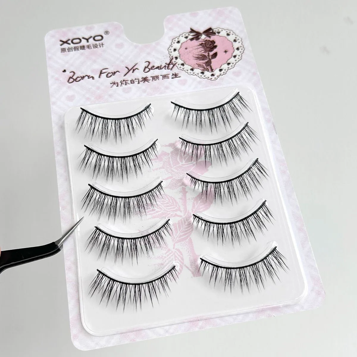 10Pairs Cosplay Makeup False Eyelashes One Piece Hard Stem Baby Straight Natural Look Synthetic Fiber Strip Lashes C Curl Lash