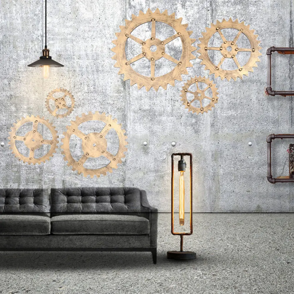 

1pc Gear Ornament Industrial Wall Decor European Retro Style Bar Home Hanging Lightweight Metal Simulation Fine