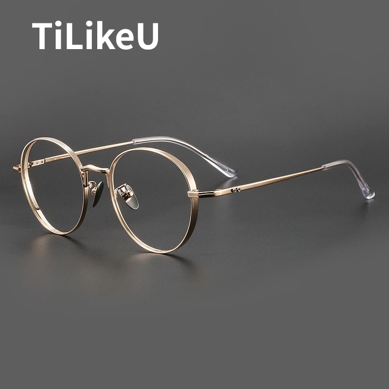 

Fashion Retro Pure Titanium Eyeglass Frame Men Oval Optical Myopia Glasses Frame Women Blue Light Prescription Eyeglass Frame