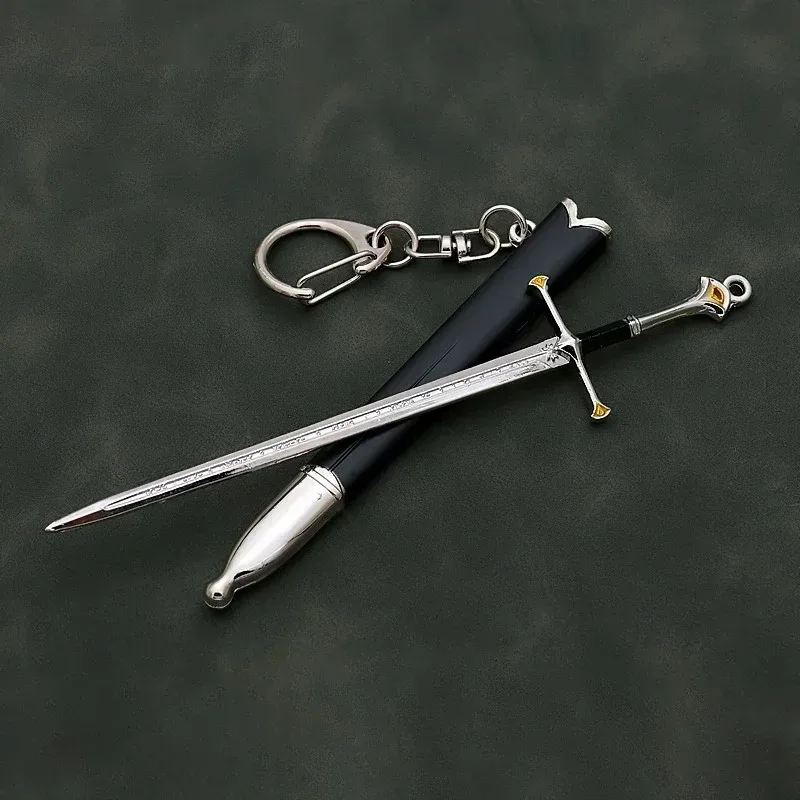 Llaveros de espada de Aragorn Narthil de 12cm, arma Medieval de Metal, Katana, espada samurái, adornos, regalos, juguetes para niños, colecciona