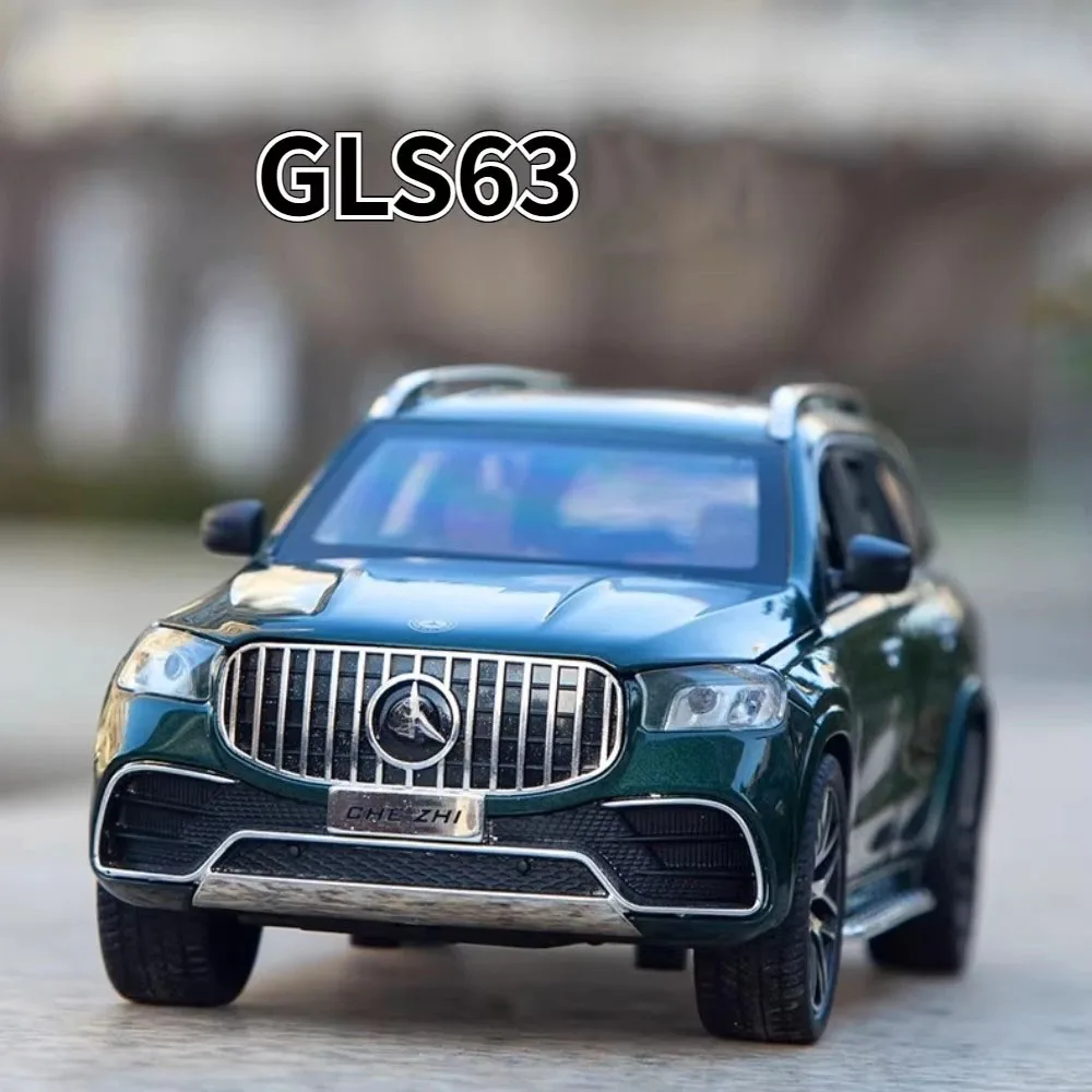 Model samochodu GLS63 E300eL w skali 1:24, odlewany z metalu, zabawka, symulacja pojazdu, model z efektem pull-back, dźwiękiem i światłem, prezent dla dzieci.