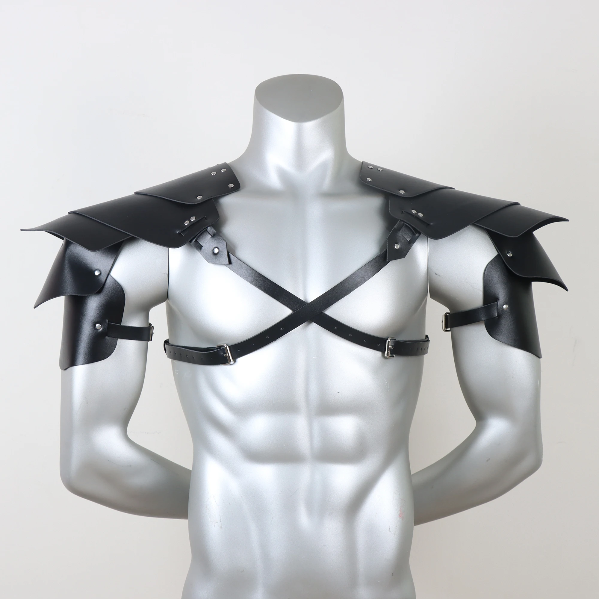 UYEE Belt Men's Medieval Leather Double Shoulder Armor, Halloween Knight Cosplay Costume Shoulder Prop Belt