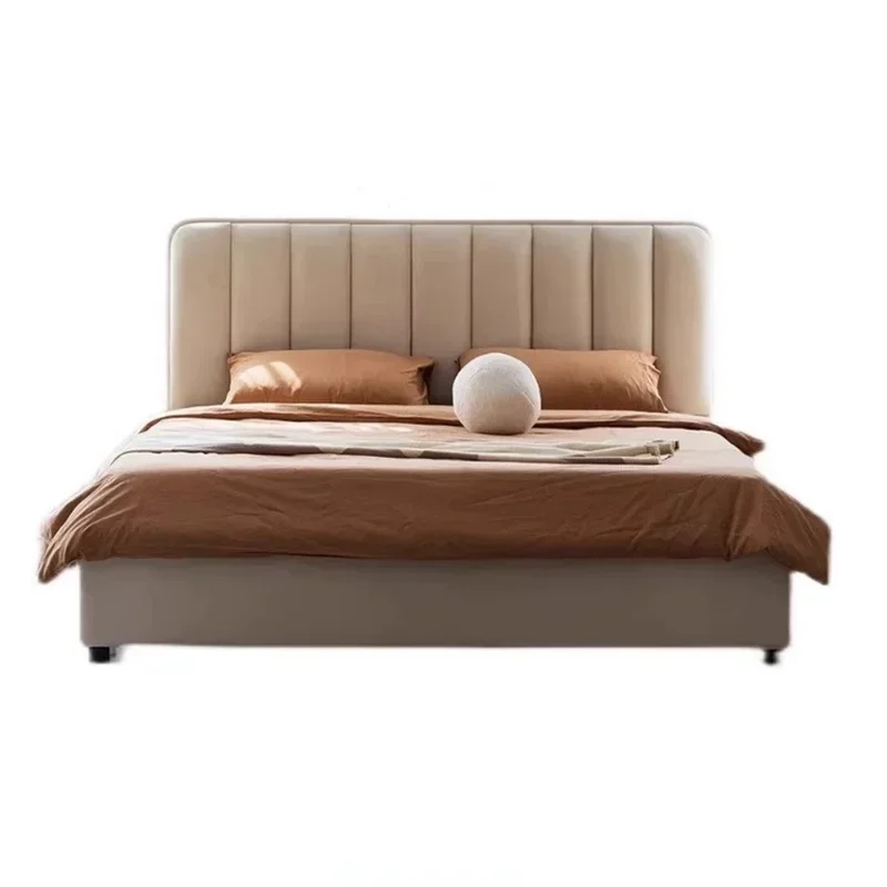 

Французская кровать из ткани в кремовом стиле, скандинавская, для небольшой квартиры, с мягким изголовьем, двуспальная, в стиле принцесса, легкая роскошь, современный минимализм