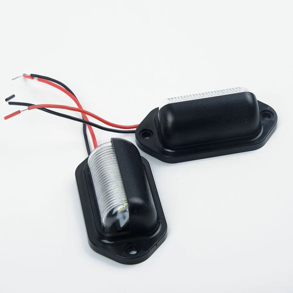 2pcs Car Lights Lamp License Plate Lights Truck Trailer Waterproof IP65 6 LED Bulb 66*33*25MM 10-30V Replacement