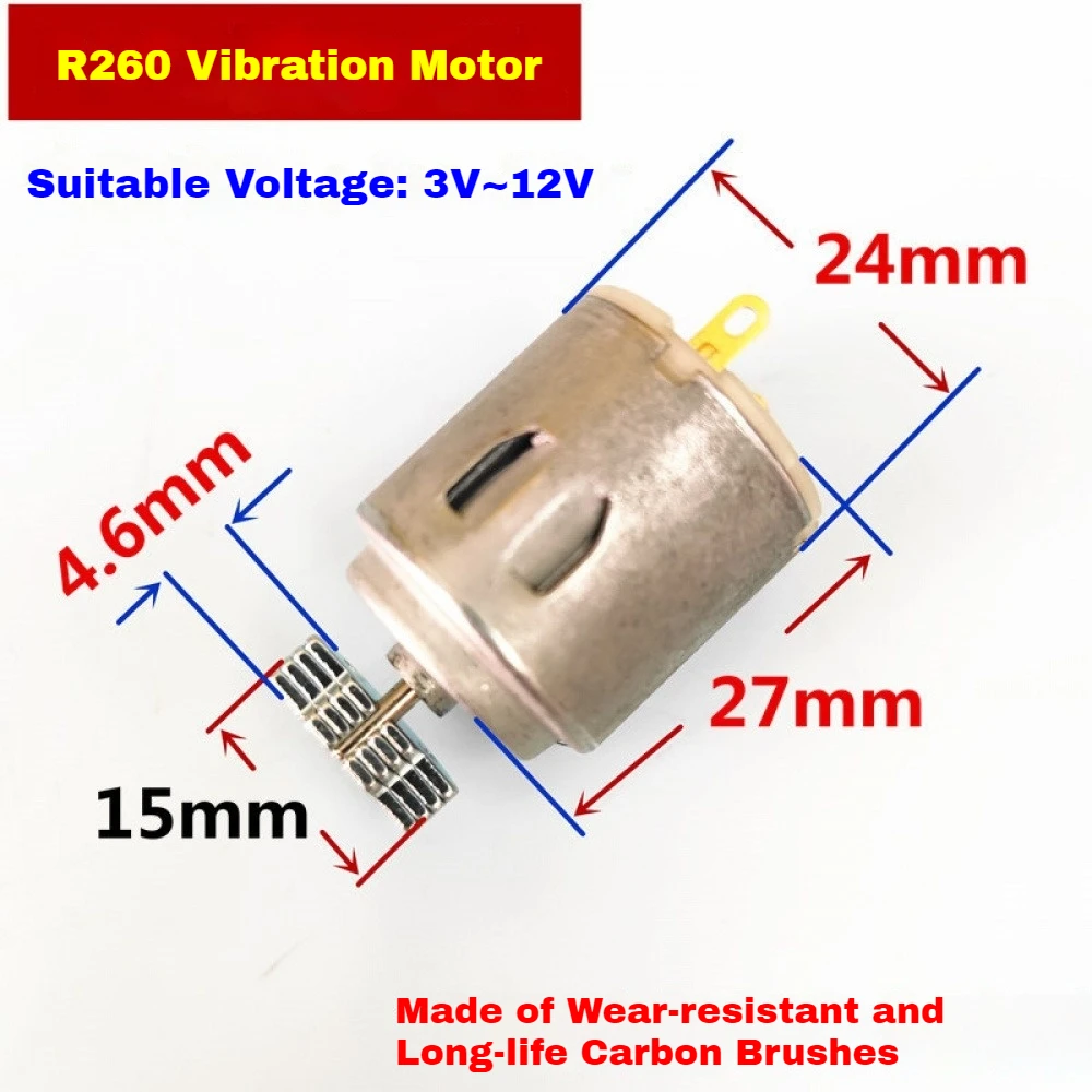 

R260 Circular Vibration Motor 3V-12V Vibration Head Mini DC Massager Brush Motor with Large Vibration Force Vibration Motor
