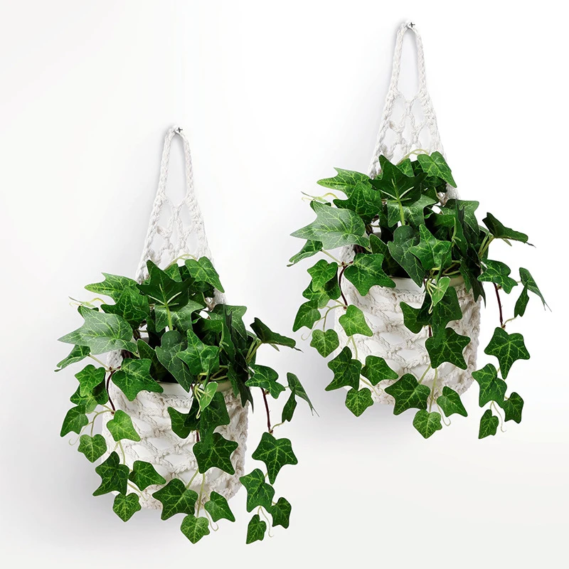 Cotton Rope Hand Woven Fruit and Vegetable Storage Hanging Bag ,Plant Hanging Baskets，Living Room Wall Decoration