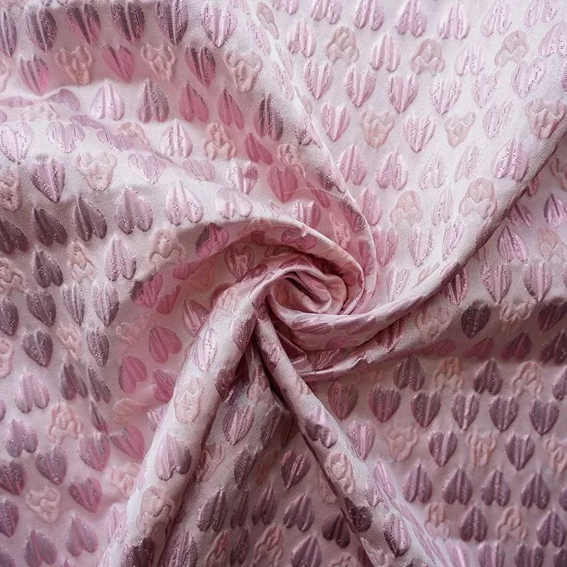 Heart Embossed Bubble Pink Fabric Spring and Summer Women\'s Tutu Skirt Dress Sweet Decorative Fabric