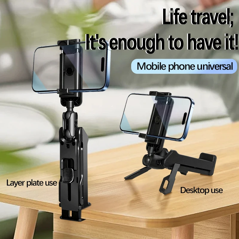 Supporto per telefono da viaggio portatile Staffa per supporto per telefono aereo a mani libere Treppiede da tavolo Supporto per selfie stick con rotazione pieghevole