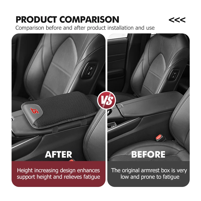 Car Central Armrest Ice Silk Pad Arm Rest Seat Box Cushion Cover For Ford ST Racing RS S Mustang Kuga Fiesta Fusion Mondeo Edge - view 5