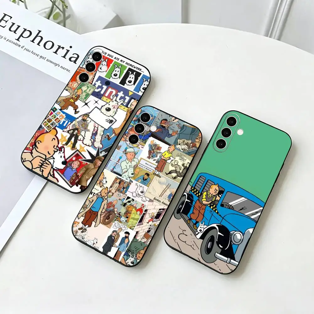 

D-Dog The Adventures of Tintin Phone Case For Samsung Galaxy A73,A72,A71,A70,A53,A52,A51,Others Soft Black Cover
