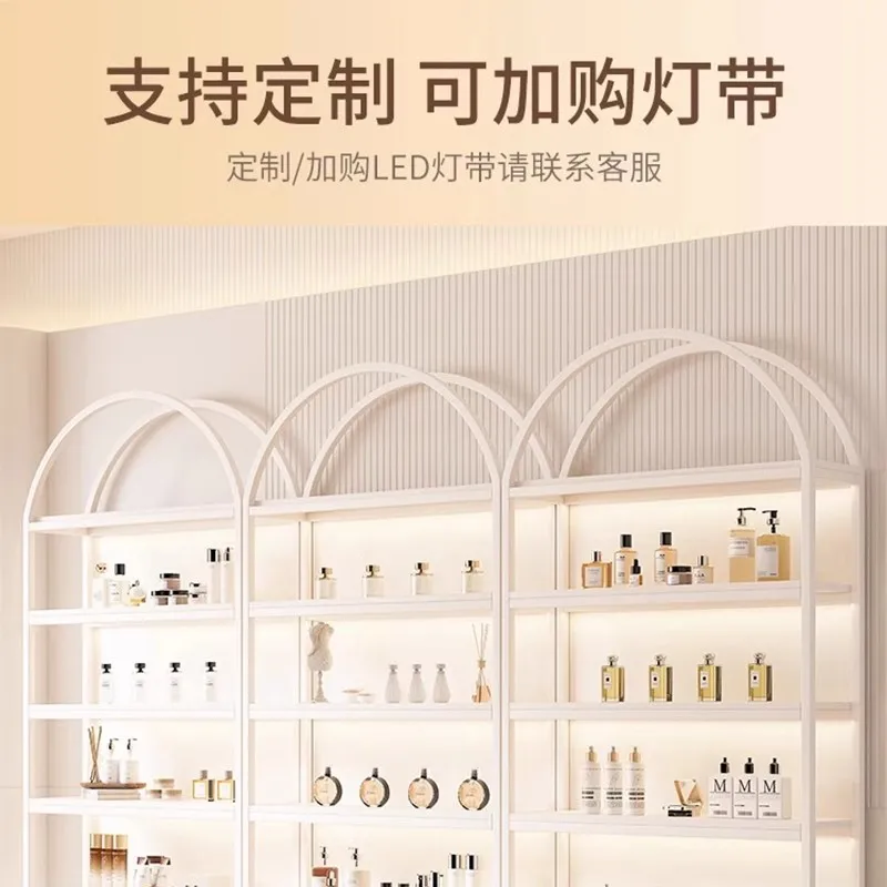 Cosmetics Display Cabinet Products Beauty Salon Nail Art  Cabinet Samples Glass Shelves Multi-layer Skin Care Products