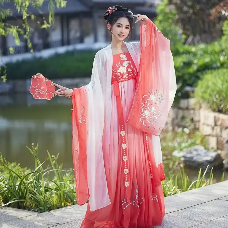 Ancient Traditional Chinese Clothing Women Vintage Elegant Fairy Hanfu Dress Set Tang Dynasty Female Sweet Dance Stage Costumes