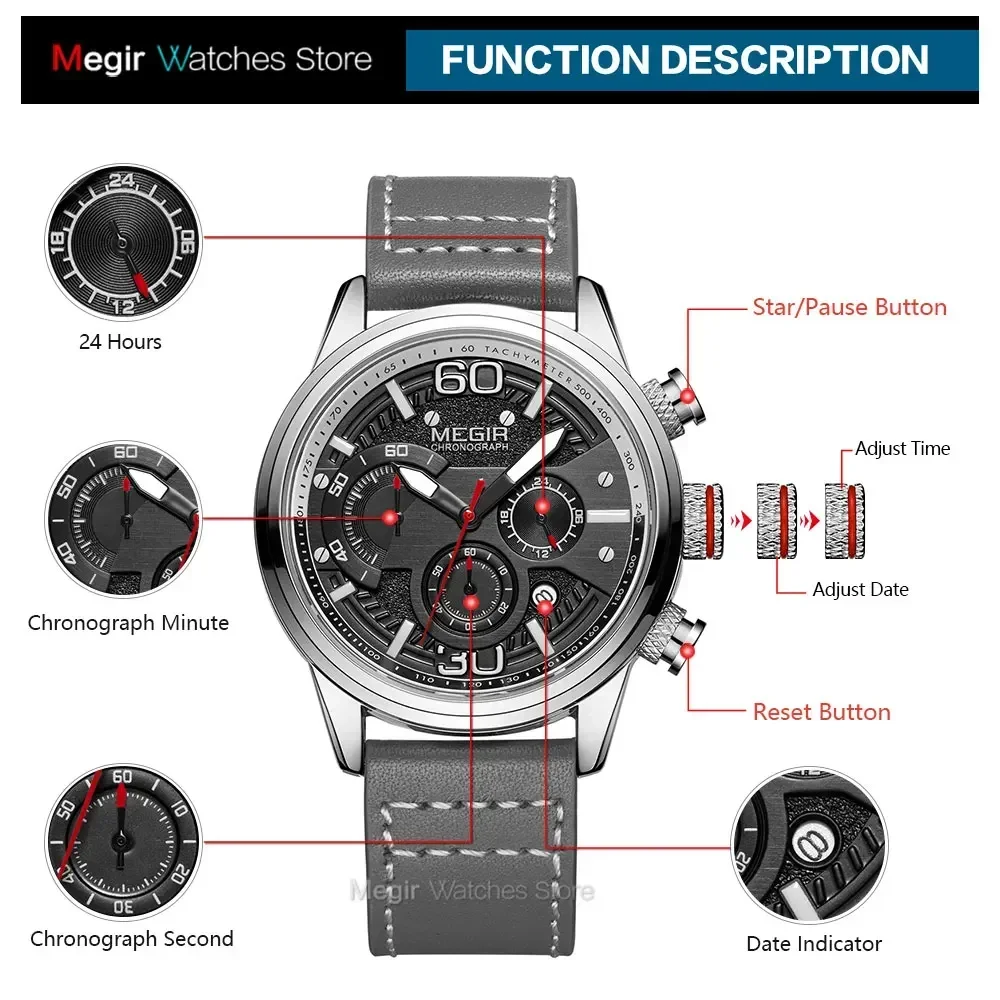 Megir relojes de moda para hombre 2020, reloj de cuarzo de marca superior de lujo, correa de malla deportiva militar, relojes de pulsera impermeables para hombre, relojes