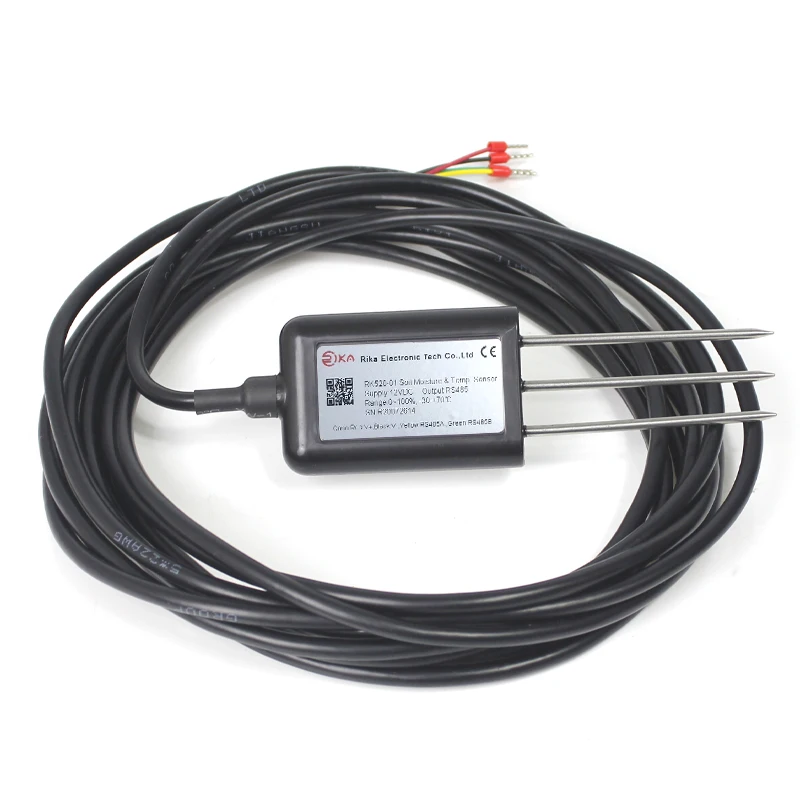 

Rika RK520-01 Low Cost RS485/4-20mA/0-5V FDR TDR Soil Temperature Humidity Moisture Probe Sensor Transmitter